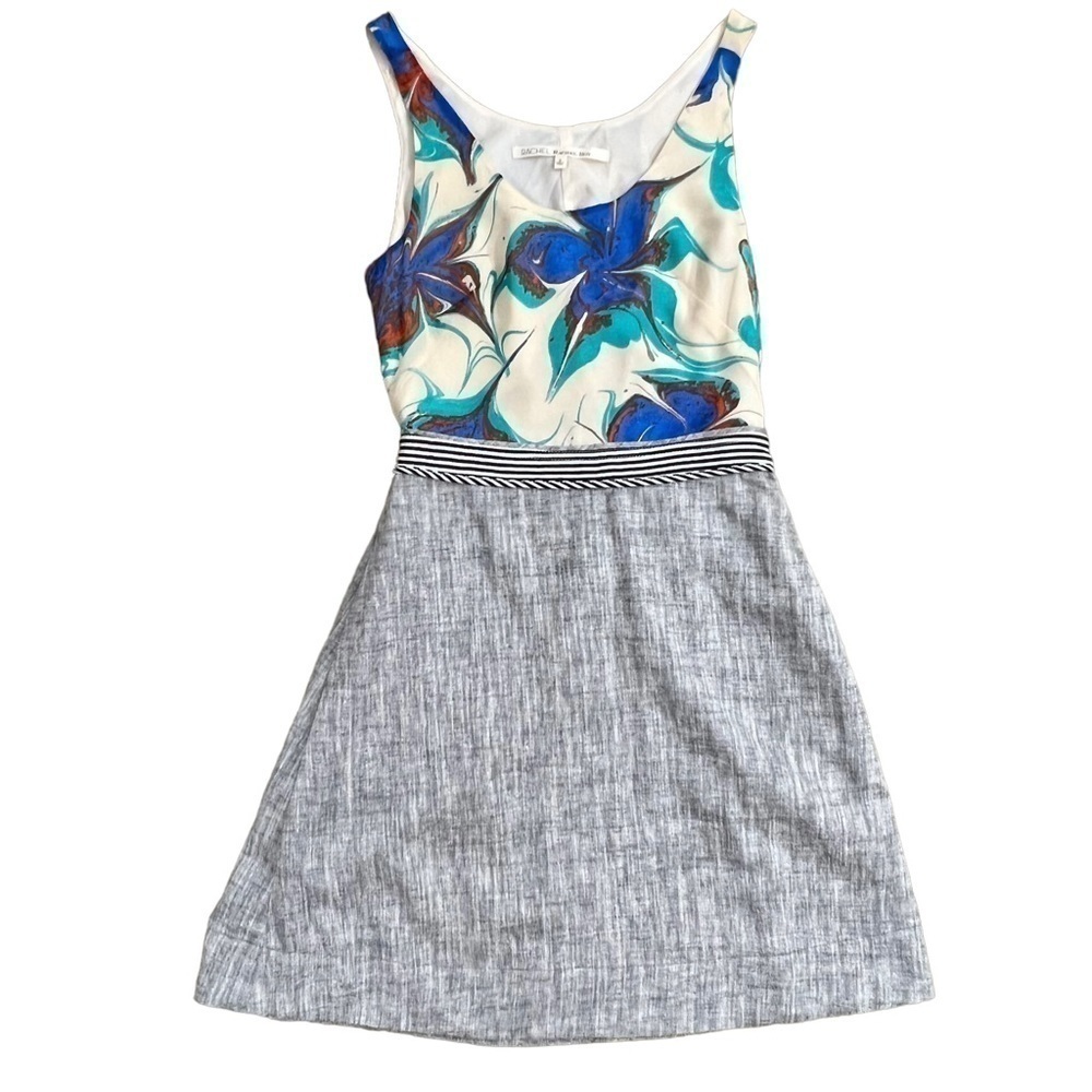 Rachel Roy Gray Floral Dress Size 0 Split Back Pockets